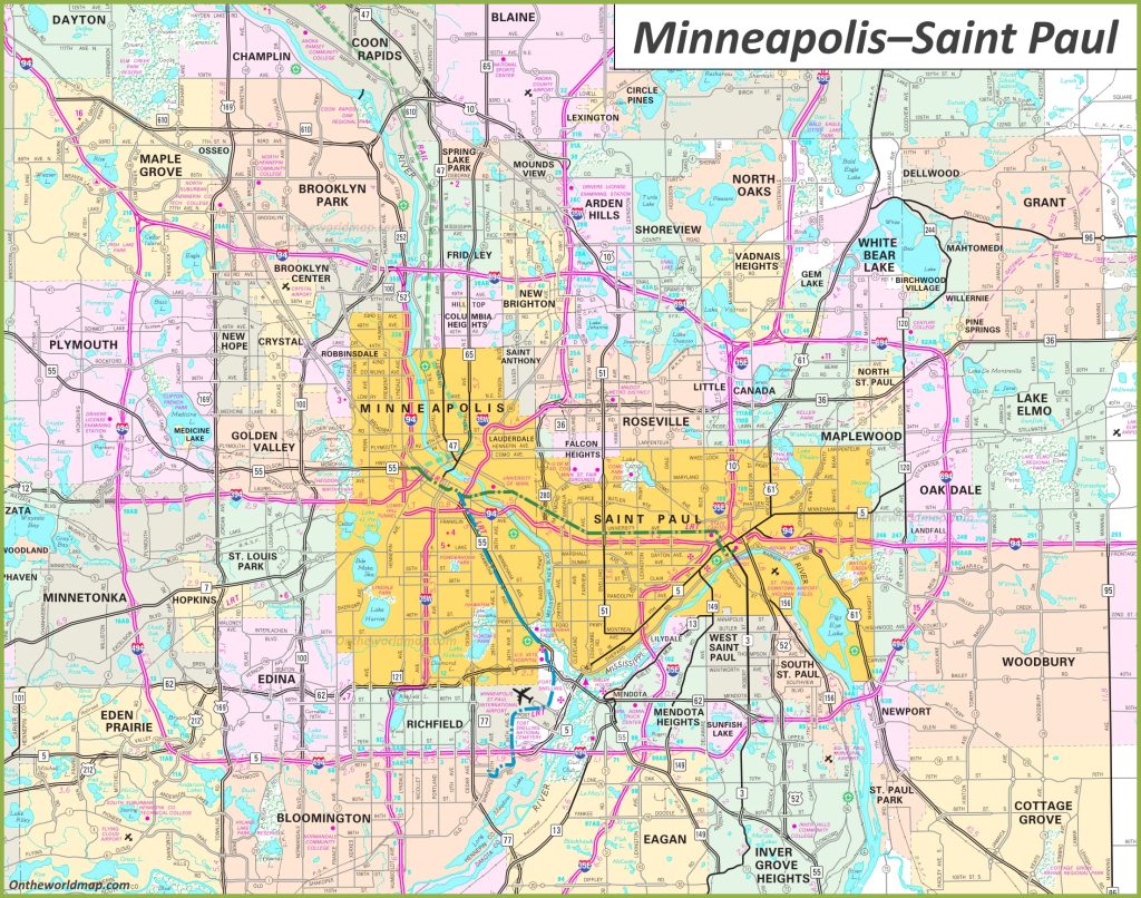 Map of the Minneapolis-St. Paul, Minnesota metro area.